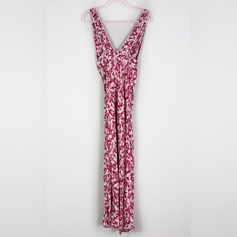 NWT Free People Red Cream Floral Deep Vneck Midi Dress size 2 - Picture 11 of 15